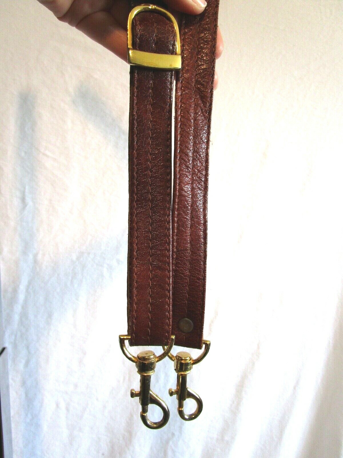 Vintage Brown Leather Replacement Shoulder Strap Gold Hardware