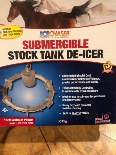 New Farm Innovators H-419 Ice Chaser Cast Aluminum Submergible Tank De-Icer
