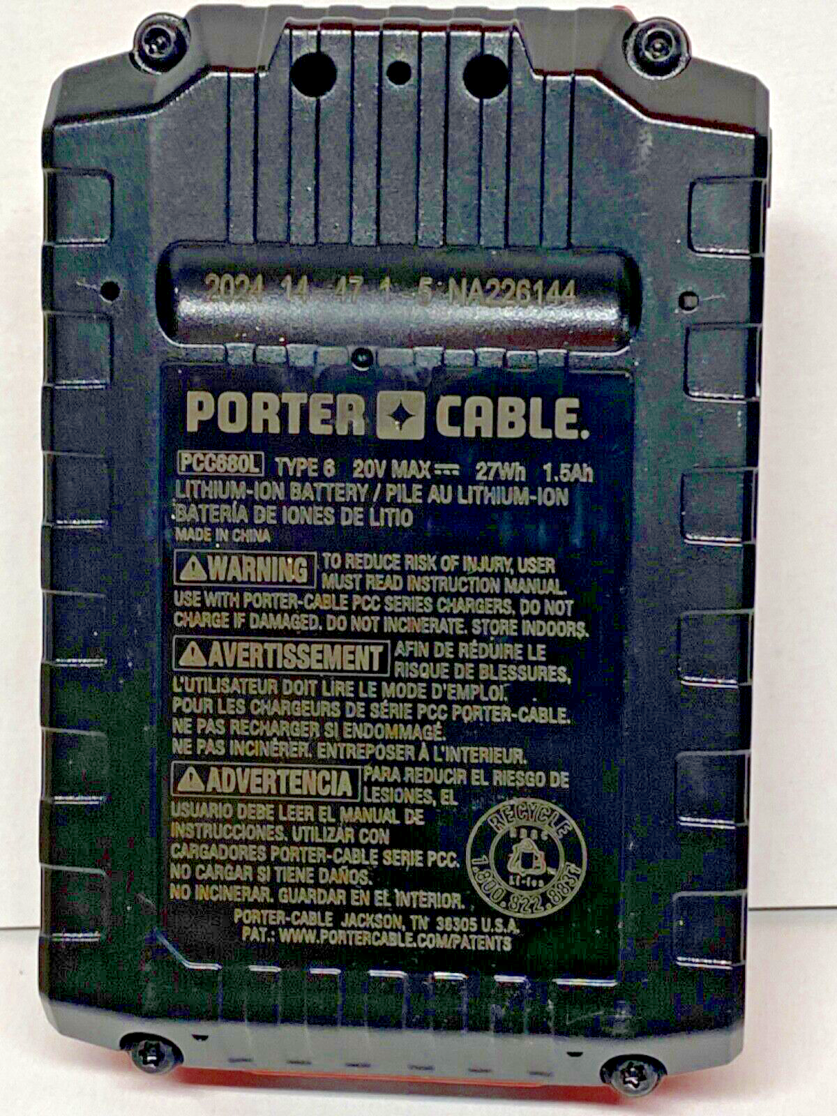 NEW PORTER CABLE GENUINE PCC680L 20 V Max Battery 1.5 AH Li-Ion 2024 Date Code