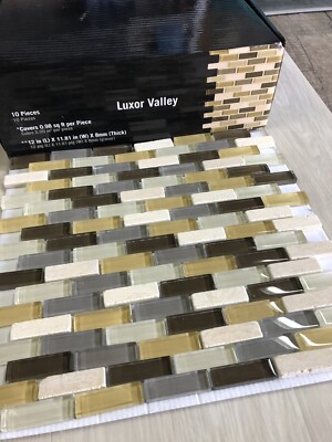 Luxor Valley Brick Glass Stone Mesh Mounted Mosaic Tiles MSI 1 Boxes Of 10