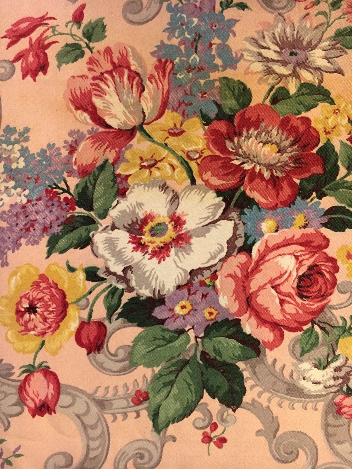 Vintage Barkcloth Fabric - 4  3/4 Yards