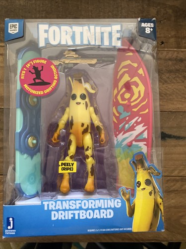 Fortnite Peely Banana Ripe Transforming Driftboard 4” Figure Motorized Drifting
