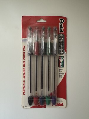 Pentel RSVP Fine Ball Point Pens Assorted Color Ink, Pack Of 5 