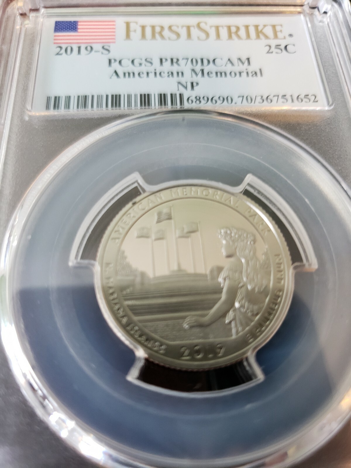 2019 S 25C Clad American Memorial Quarter PCGS PR70DCAM First Strike! SHARP!