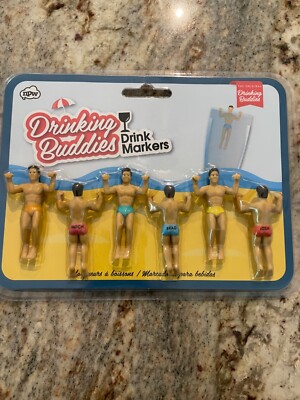 The Original Drinking Buddies Drink Markers Set Of 6 ~ New Sealed
