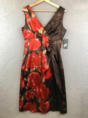 New Donnaricco New York Womens Floral V-Neck Sleeveless Dress Size 10