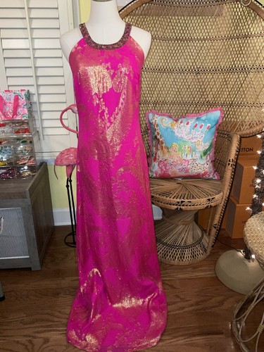 Pre-owned Lilly Pulitzer Franconia Maxi Dress Magenta Paisley Chiffon ? Size 2 ? In Purple