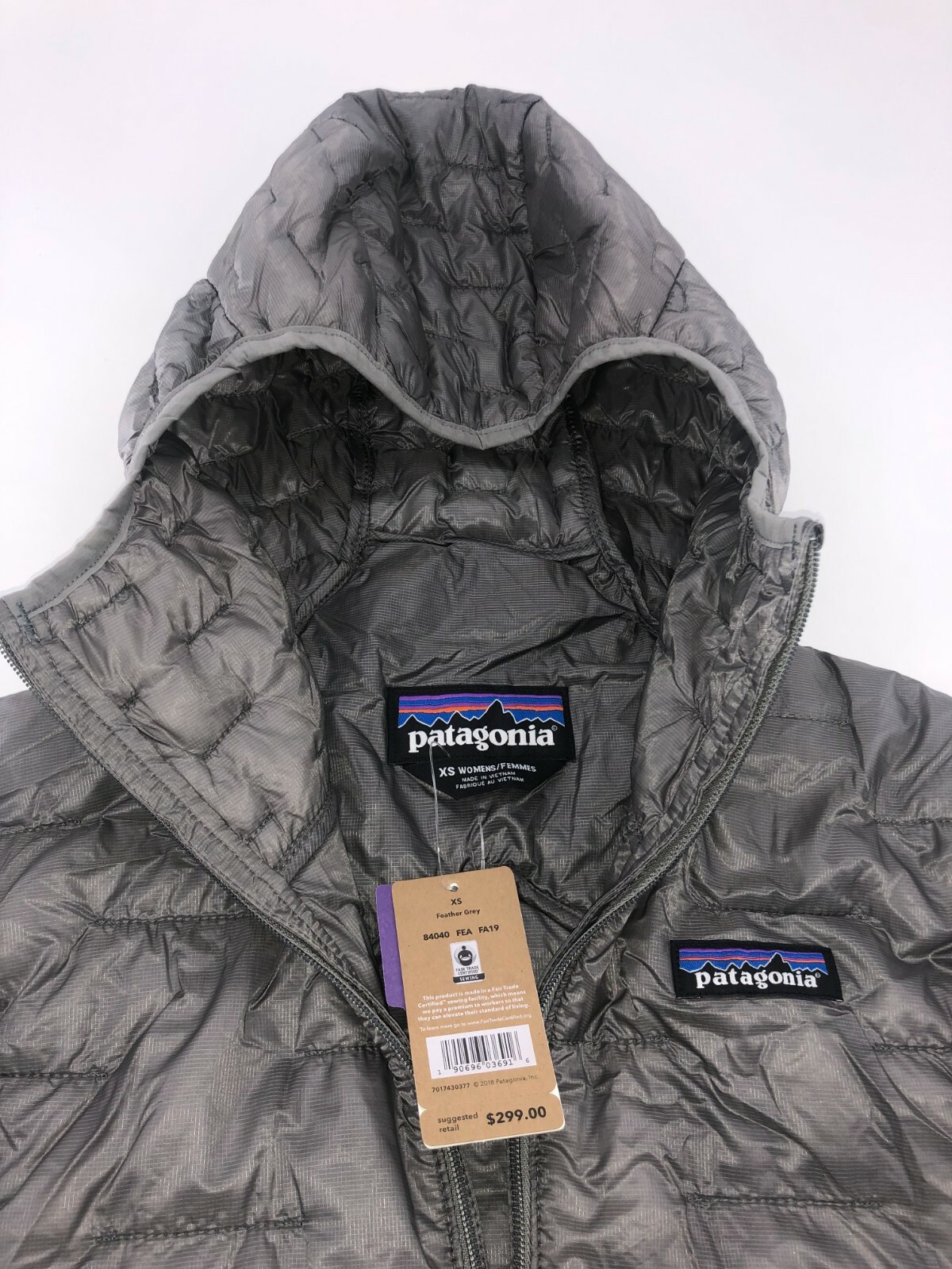 Pre-owned Patagonia Women's Micro Puff Hoody Jacket Feather Grey Regular Fit Free Ship In Gray