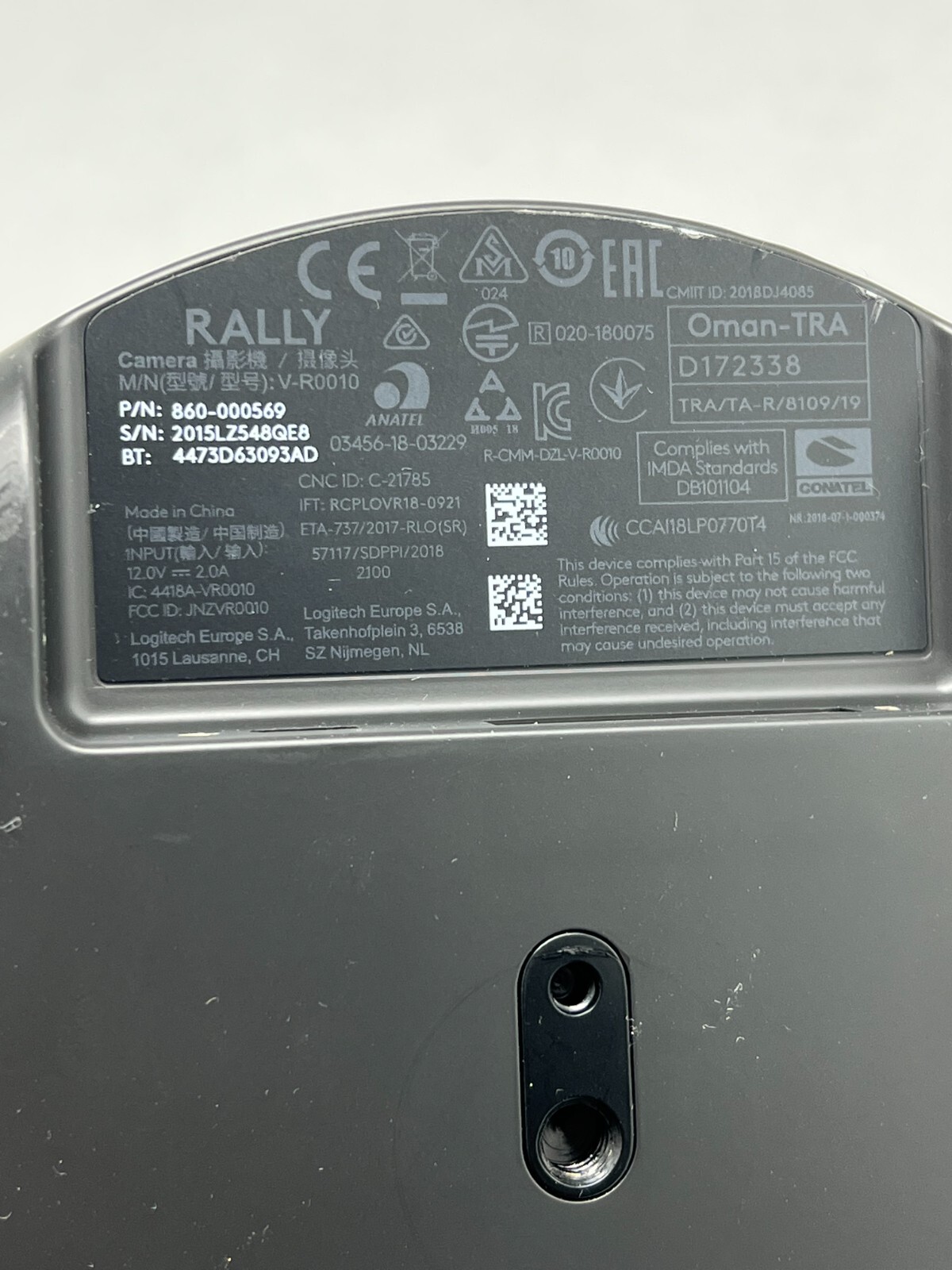 Logitech V-R0010 860-000569 Rally UHD 4K Video Conference Camera