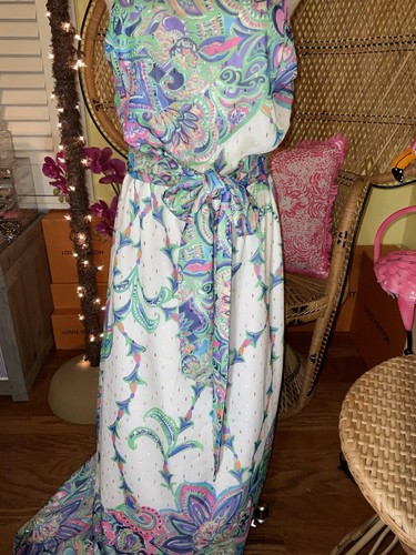 Pre-owned Lilly Pulitzer Tiera Maxi Dress Best Kept Secret ? Size M No Sash In Multicolor