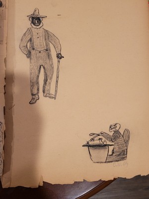 Rare 100 Year Old Folk Art Cartoon African American From Newspaper With Drawing