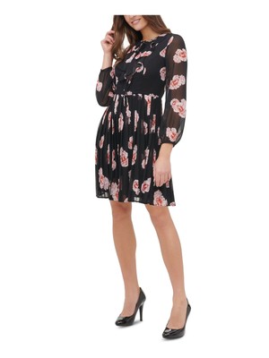 

Женское черное короткое платье трапециевидной формы с длинным рукавом TOMMY HILFIGER для работы, Черный