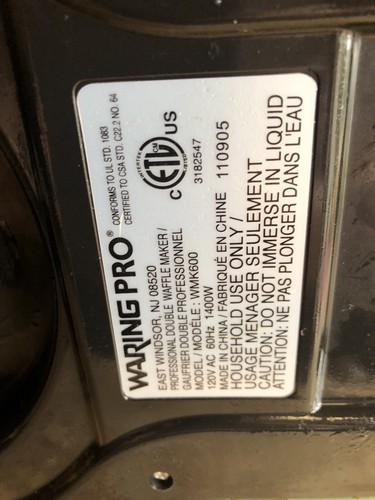 Waring Pro Professional Double Belgian Waffle Maker WMK600