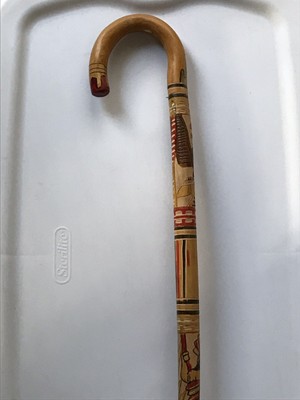 Hand Carved Wood Buffalo 5 ft walking stick lt WT Agave