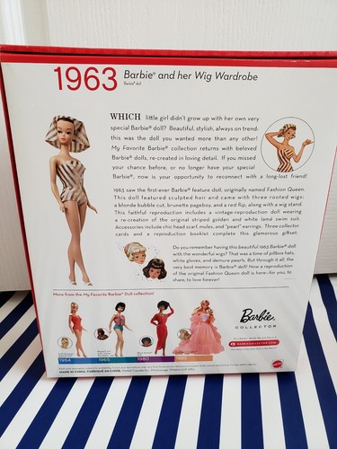 New NRFB Barbie Doll Vintage Repro Fashion Queen Reproduction 1963 My Favorite