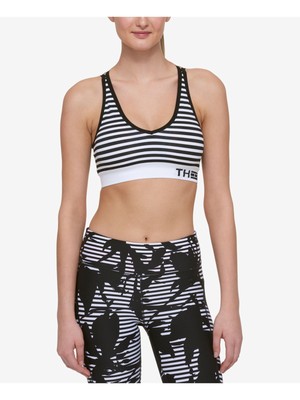 

TOMMY HILFIGER Intimates Черный спортивный бюстгальтер в полоску с перекрещивающейся спиной Размер, tp71351t
