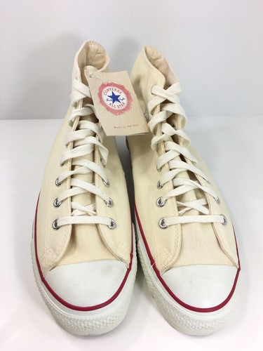 Vtg Converse Chuck Taylor All Star Made USA Shoes Mens 12 White Hi Top New