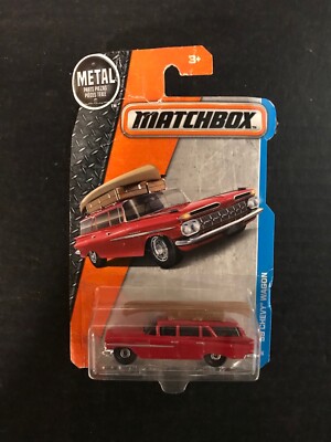 2017 Matchbox #1 '59 Chevy Wagon Red MBX Adventure City 1:64 Brookwood Wagon