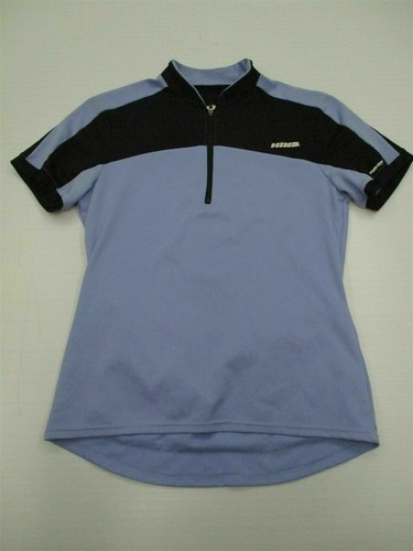 HIND T7179 Women's Size M Breathable Half Zip Blue/Black Cycling Tee Shirt