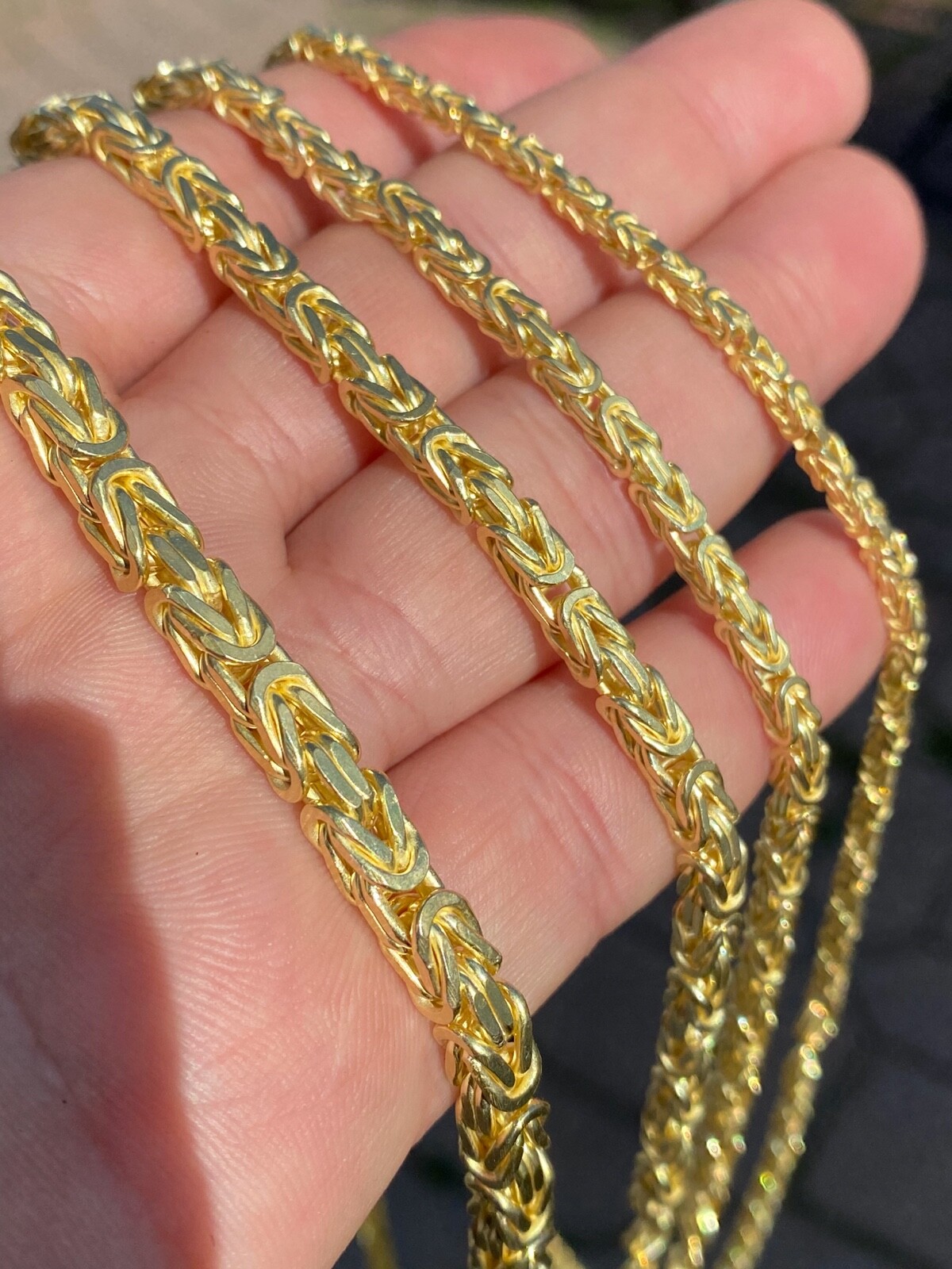 Pre-owned Silver 14k Gold Plated 925 Sterling  Byzantine Chain Mens Necklace 2.5-5mm 18-30"