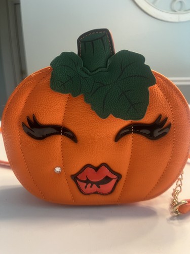 Betsey Johnson Pumpkin Kitsch Crossbody Bag Orange Halloween