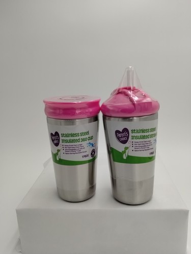 2 Parent's Choice Insulated Stainless Steel 360 Cups, 10oz.