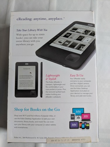 Kobo Wireless eReader 1GB, Wi-Fi, 6in - Black