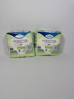 Tena Sensitive Care Ultra Thin Pads Light 30 Count Lot of 2 Incontinence