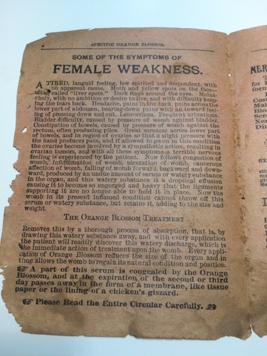 BETHANY MO Orange Blossom Cure For Female Diseases Quack Medicine Advertising