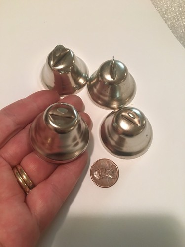 4x Lead Free Christmas Shining Liberty Bells Pendants Charms Silver Color Metal