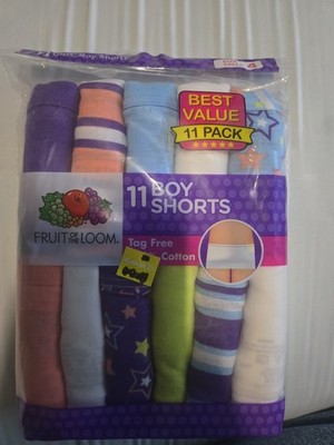 Fruit Of The Loom Girls Boy Shorts 11 Pack Size 4