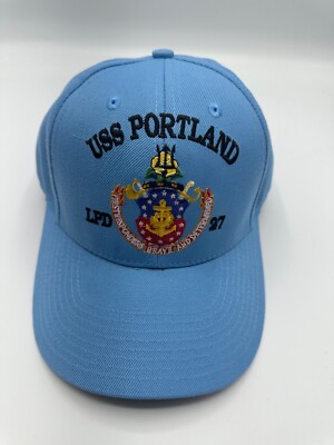 USS Portland LPD 27 STT-N Logo The Corps Baby Blue Baseball Cap Hat One Size