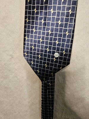 Versace Classic V2 silk, navy blue grid pattern