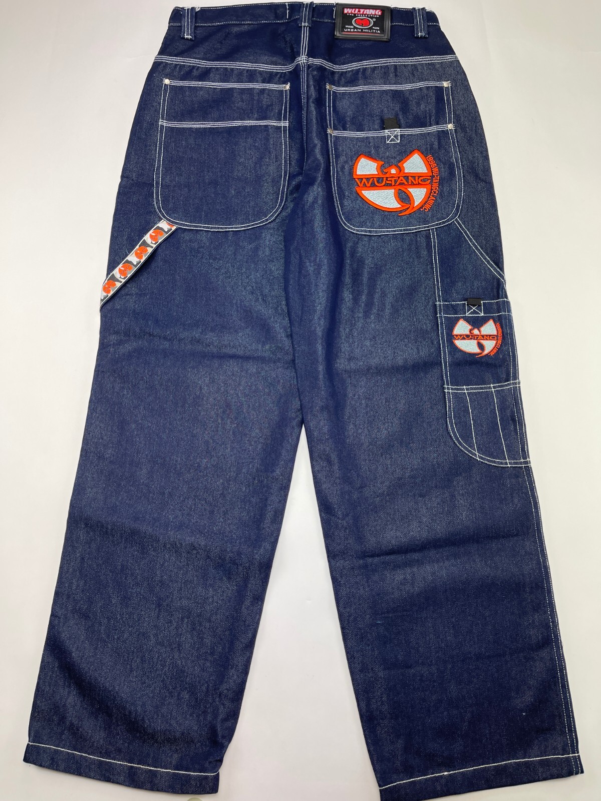 WU WEAR jeans, shiny blue silver metallic vintage hip hop WU WEAR jeans, shiny blue silver metallic vintage hip hop