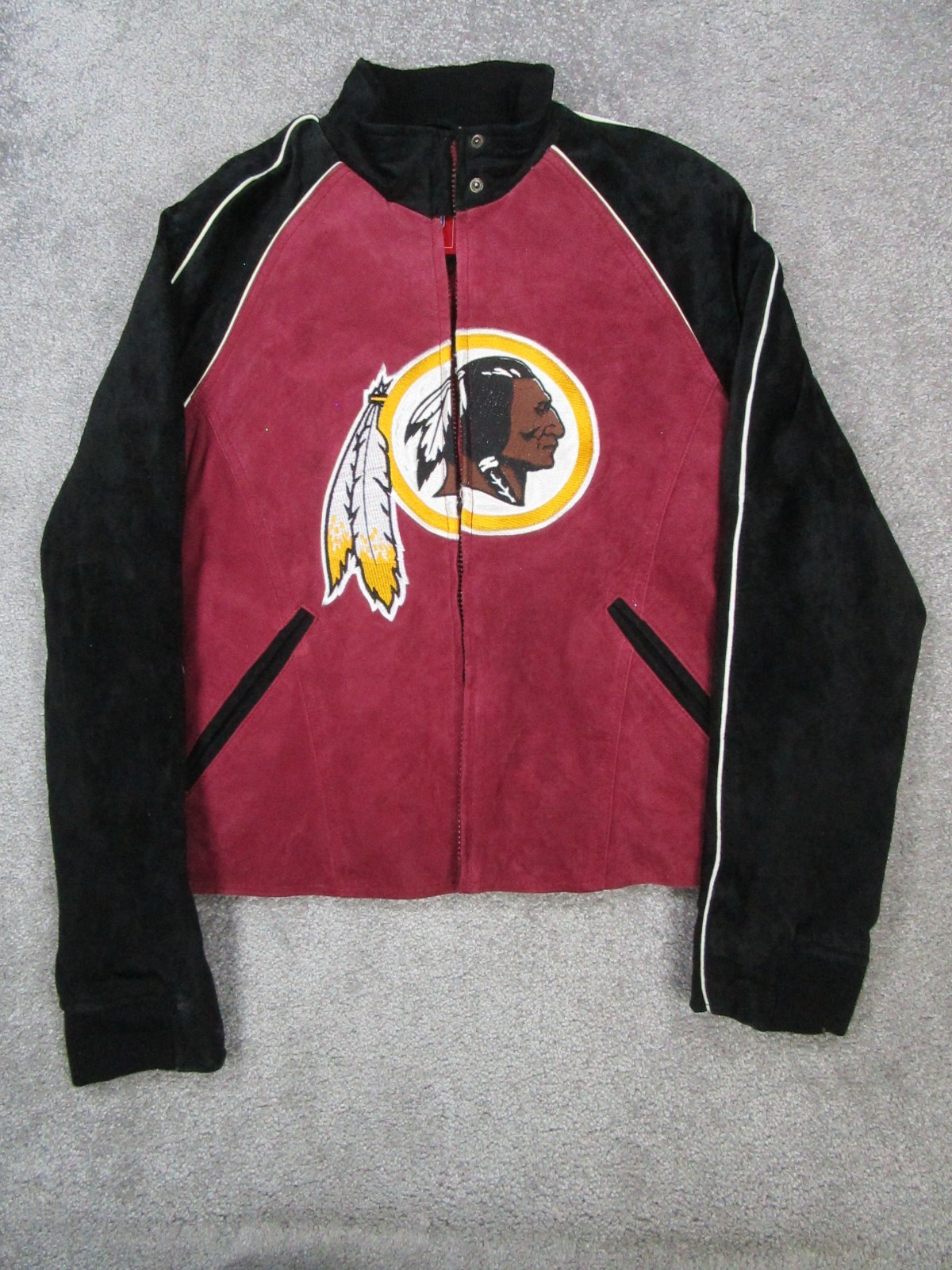 Vintage Washington Redskins Jacket Womens Small NFL Red Suede *