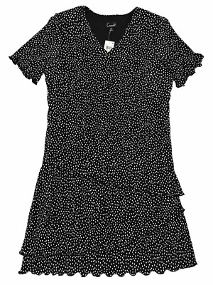 Connected Apparel Black And White Polka Dots Crepe Dress Size 14w NWT