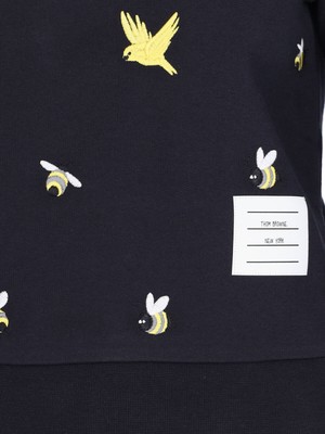 Pre-owned Thom Browne 'birds And Bees' Crew Neck Sweatshirt In Blue