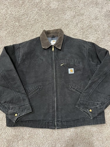 Carhartt Men’s Detroit Duck Jacket 52 Black Blanket Lined VTG J01