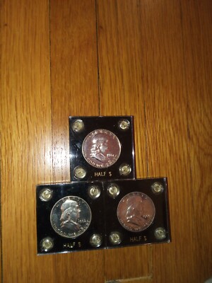 1961 1962 and 1963 Proof Silver Franklin Half Dollar 3 Coin Lot : All Philly 