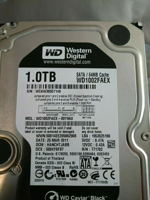 Apple WD Caviar Black 3.5/" 1TB SATA 3 HDD 32MB Cache 655-1567A WD1001FALS