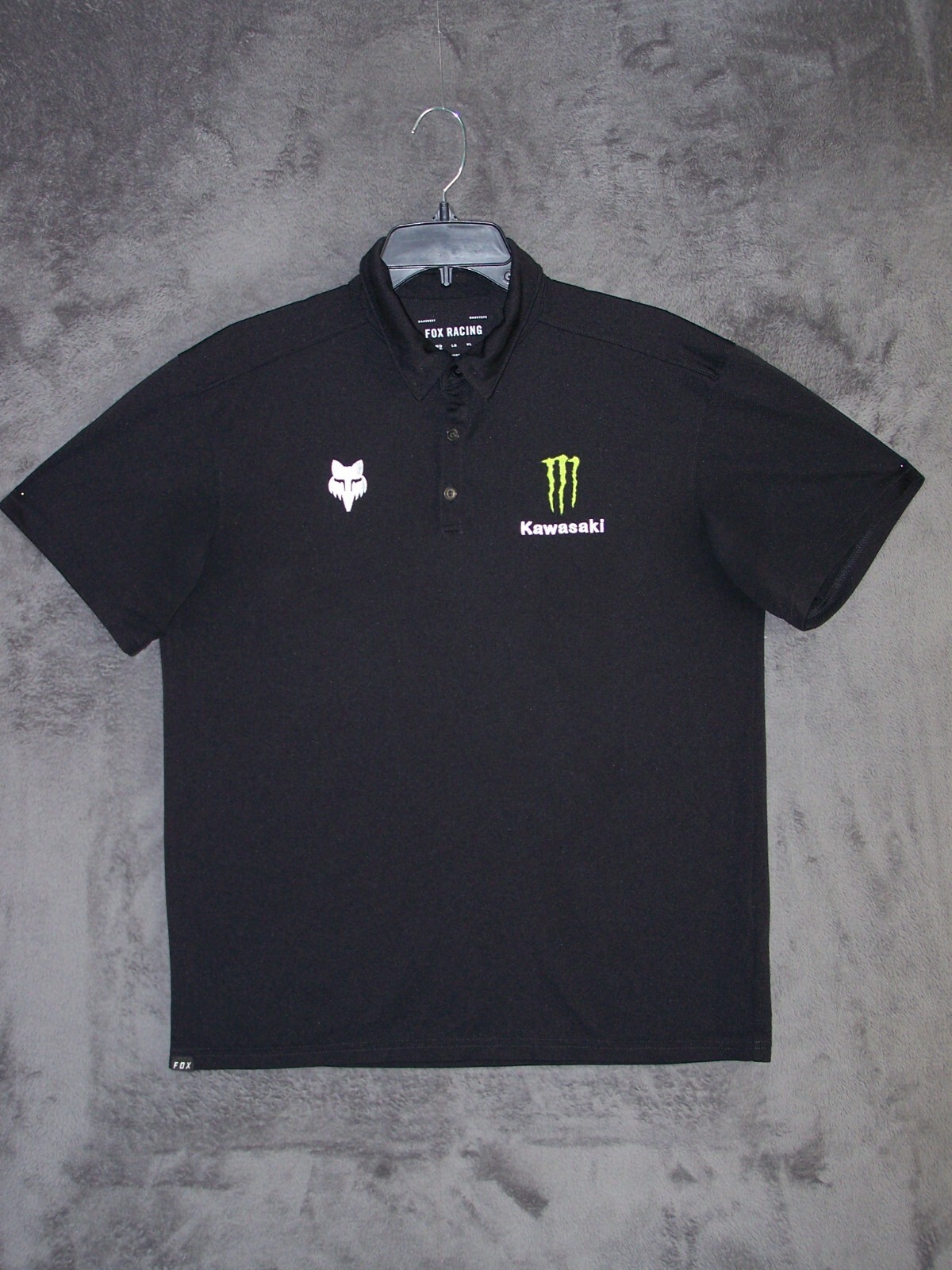 Fox Racing Polo Shirt Adult Medium Black Embroider Monster