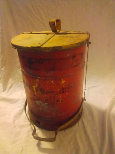 Rag Waste Can Mechanic Shop Disposable Bin Old Steel
