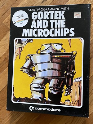 Commodore 64 Vic-20 Gortek and the Microchips 2 Cassettes Manual & Box Sticker 1