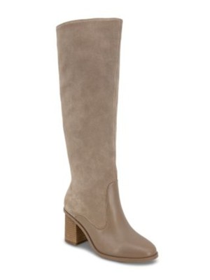 ВЕЛИКОЛЕПНЫЕ женские кожаные сапоги на каблуке с наборным носком и миндалевидным носком бежевого цвета на лугу 6,5