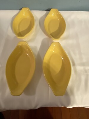 4 Chantal Yellow Au Gratin Baking Dishes- 8 1/4 x 4 1/4 x 1 5/8 -1 cup