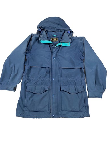 Vtg EDDIE BAUER MEN MEDIUM Blue FULL ZIP Gore Tex Rain JACKET