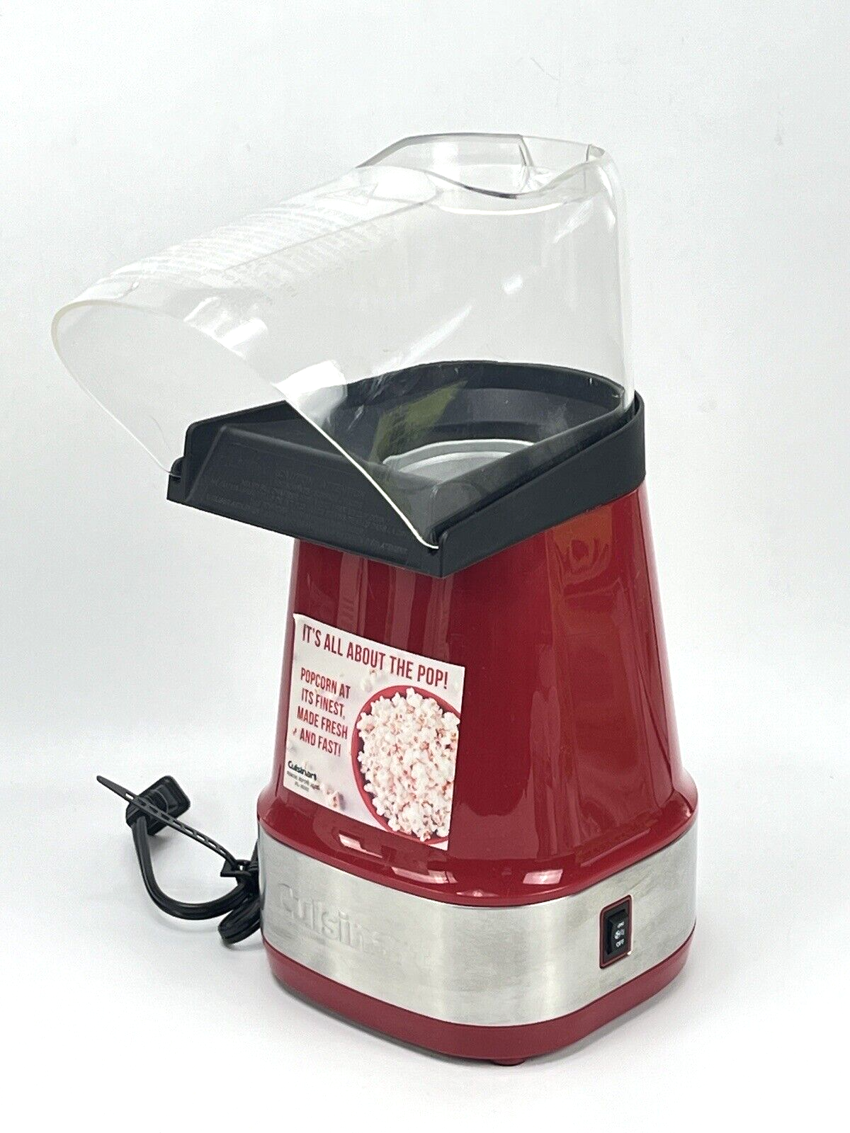 Cuisinart Easypop Hot Air Popcorn Maker CPM-150 Red Popper TESTED NO BUTTER DISH
