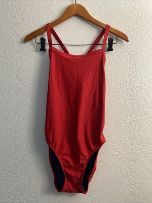 ADORETEX WOMENS SOLID THIN STRAP FLYBACK SWIMSUIT RED SIZE 36 NWT Lycra T21