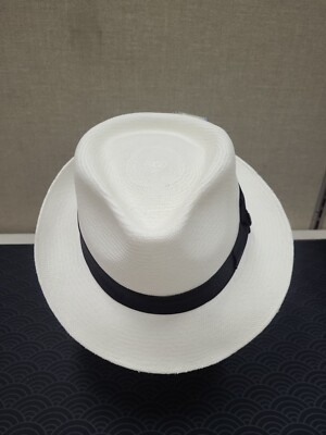 New Bigalli Quickstep Grade 8 Panama Straw Fedora Hat White Size XLarge