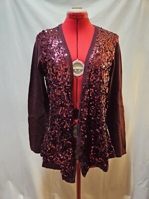 NWT Apt 9 Burgandy Sequined Open Cardigan. Size Medium